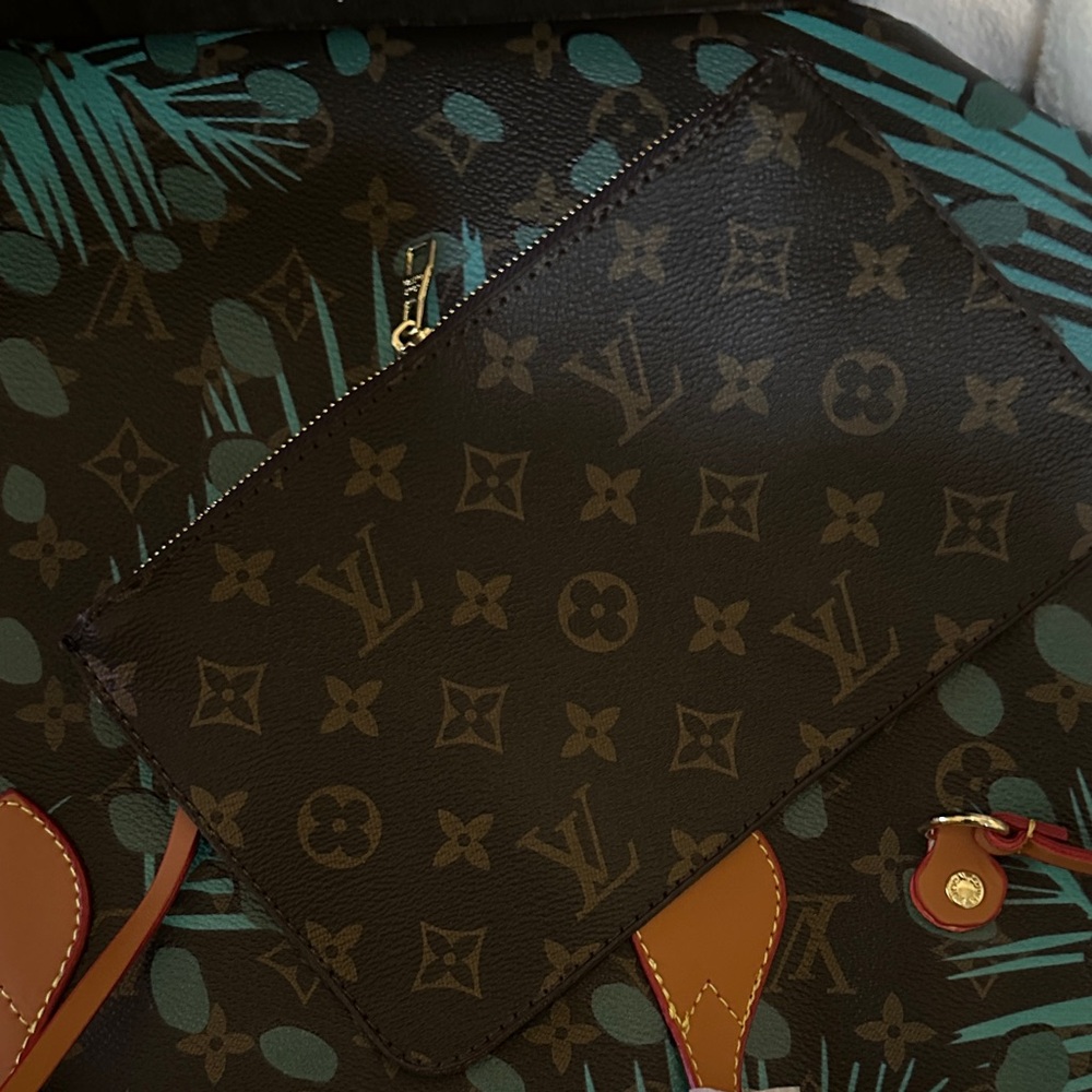 Elegant Teal and Brown Tote Bag - Picture 8 of 10